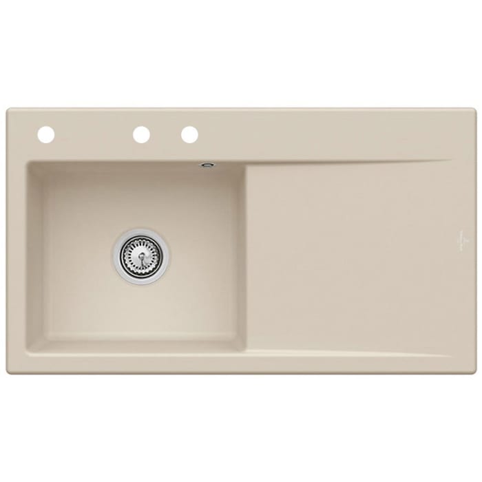 Villeroy & Boch Subway Style 50 Einbauspüle, Ablaufgarnitur mit Handbetätigung, Becken links