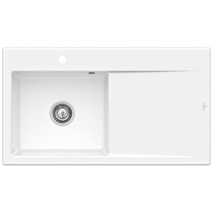 Villeroy & Boch Subway Style 50 Einbauspüle, Ablaufgarnitur mit Handbetätigung, Becken links