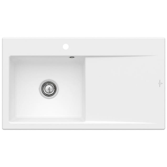 Villeroy & Boch Subway Style 50 Einbauspüle, Ablaufgarnitur mit Handbetätigung, Becken links