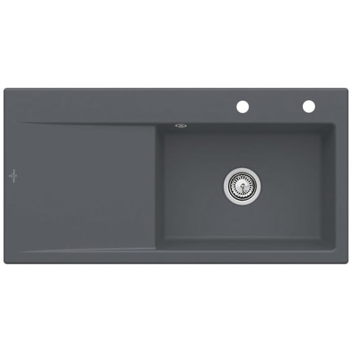 Villeroy & Boch Subway Style 60 Einbauspüle, Ablaufgarnitur mit Handbetätigung, Becken rechts