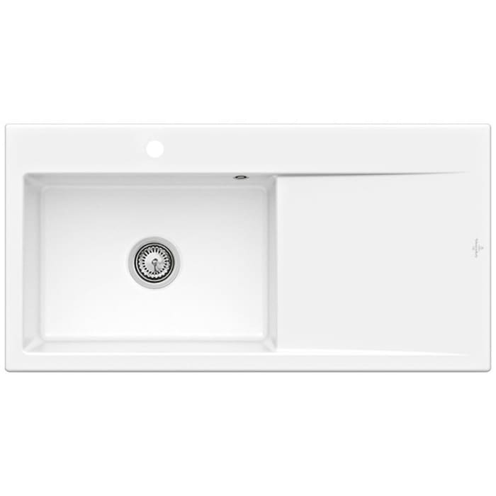 Villeroy & Boch Subway Style 60 Einbauspüle, Ablaufgarnitur mit Handbetätigung, Becken links