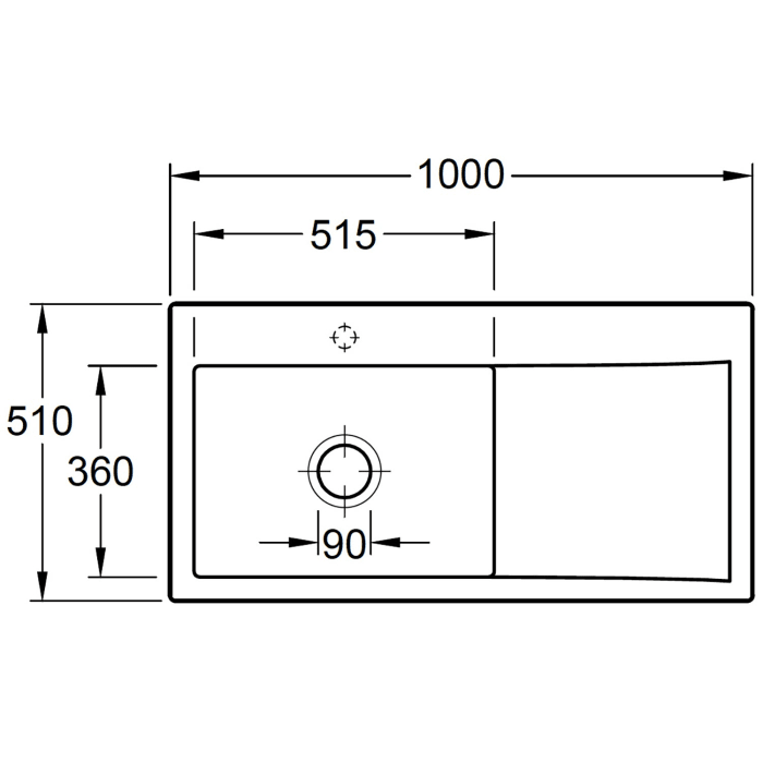 Villeroy & Boch Subway Style 60 Einbauspüle, Ablaufgarnitur mit Handbetätigung, Becken links