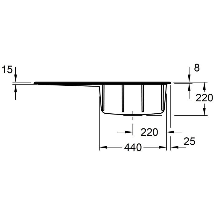 Villeroy & Boch Subway Style 50 Einbauspüle, Ablaufgarnitur mit Excenterbetätigung, Becken rechts