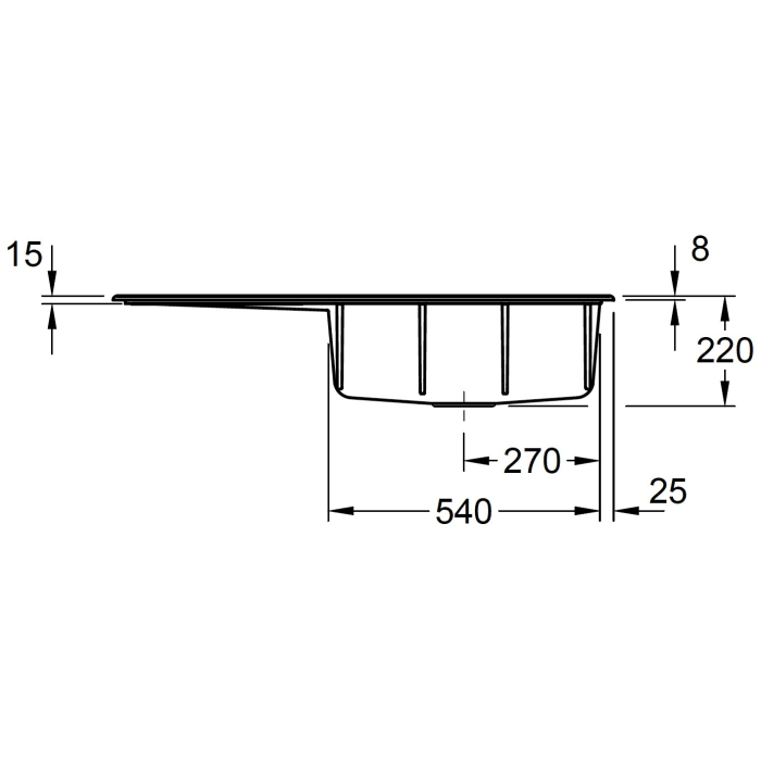 Villeroy & Boch Subway Style 60 Einbauspüle, Ablaufgarnitur mit Excenterbetätigung, Becken rechts