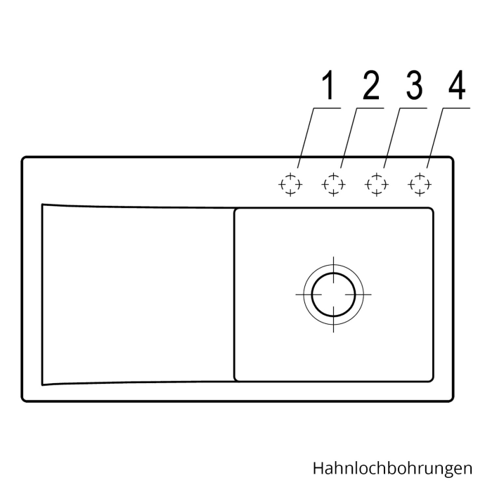 Villeroy & Boch Subway Style 50 Einbauspüle, Ablaufgarnitur mit Handbetätigung, Becken rechts