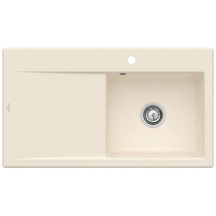 Villeroy & Boch Subway Style 50 FLAT flächenbündige Spüle, Ablaufgarnitur mit Handbetätigung, Becken rechts