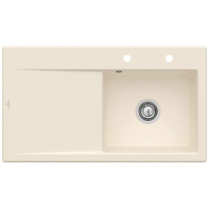 Villeroy & Boch Subway Style 50 FLAT flächenbündige Spüle, Ablaufgarnitur mit Handbetätigung, Becken rechts