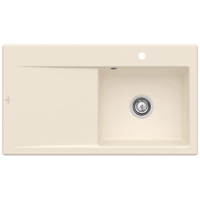 Villeroy & Boch Subway Style 50 FLAT flächenbündige Spüle, Ablaufgarnitur mit Handbetätigung, Becken rechts