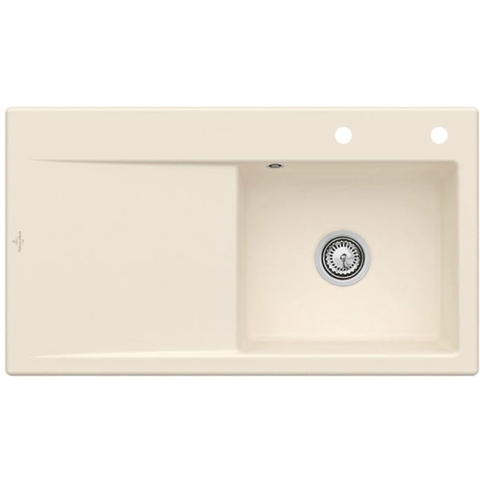 Villeroy & Boch Subway Style 50 FLAT flächenbündige Spüle, Ablaufgarnitur mit Handbetätigung, Becken rechts