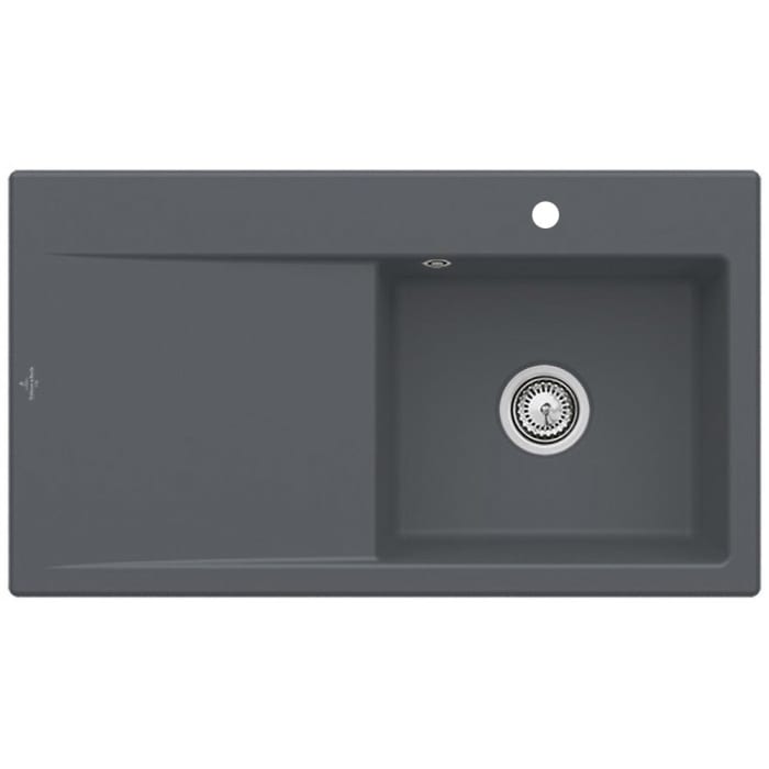 Villeroy & Boch Subway Style 50 FLAT flächenbündige Spüle, Ablaufgarnitur mit Handbetätigung, Becken rechts