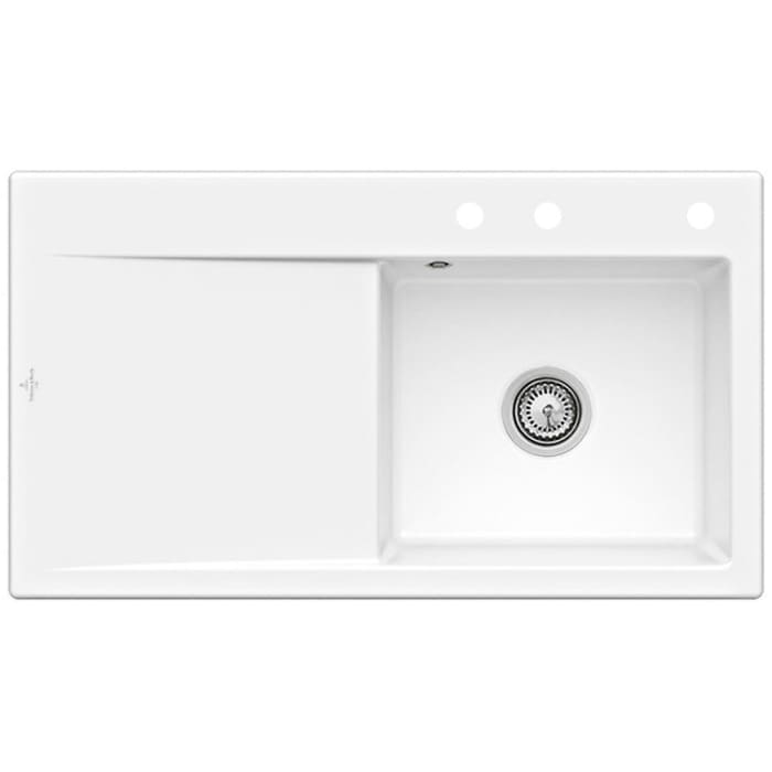 Villeroy & Boch Subway Style 50 FLAT flächenbündige Spüle, Ablaufgarnitur mit Handbetätigung, Becken rechts