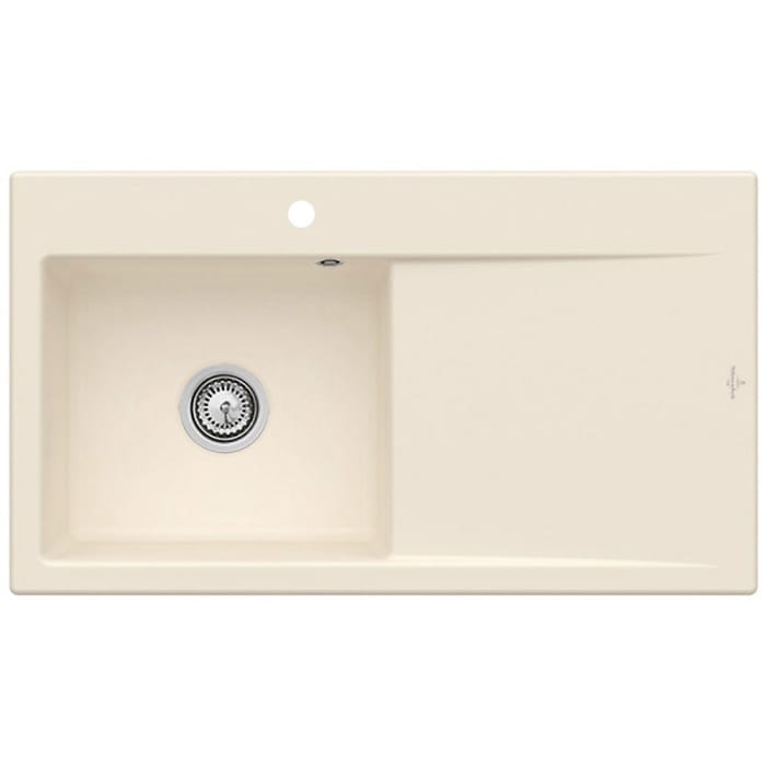 Villeroy & Boch Subway Style 50 FLAT flächenbündige Spüle, Ablaufgarnitur mit Handbetätigung, Becken links