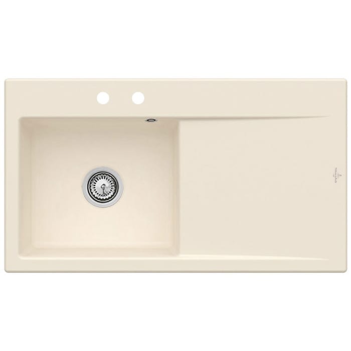 Villeroy & Boch Subway Style 50 FLAT flächenbündige Spüle, Ablaufgarnitur mit Handbetätigung, Becken links