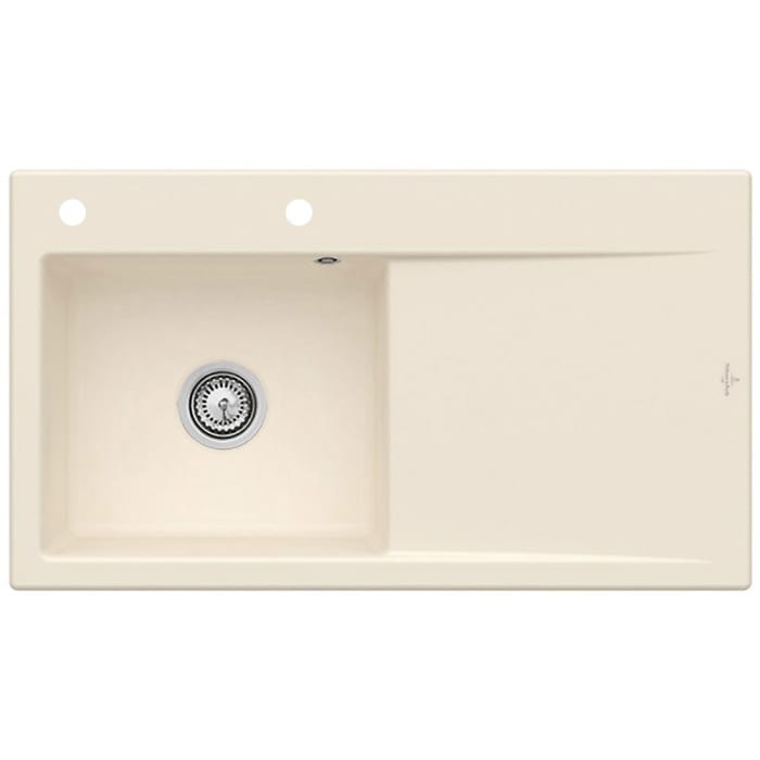 Villeroy & Boch Subway Style 50 FLAT flächenbündige Spüle, Ablaufgarnitur mit Handbetätigung, Becken links