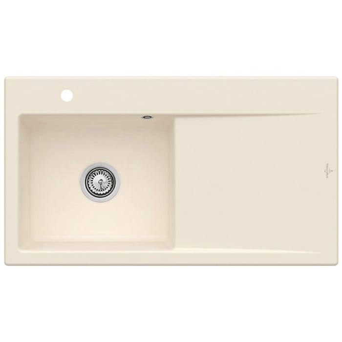 Villeroy & Boch Subway Style 50 FLAT flächenbündige Spüle, Ablaufgarnitur mit Handbetätigung, Becken links