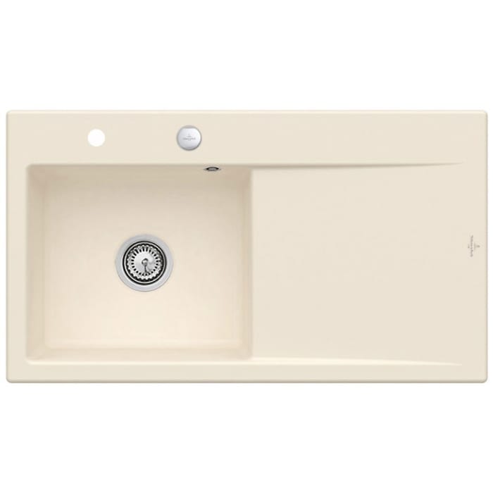 Villeroy & Boch Subway Style 50 FLAT flächenbündige Spüle, Ablaufgarnitur mit Excenterbetätigung, Becken links