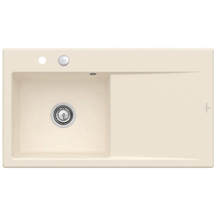 Villeroy & Boch Subway Style 50 FLAT flächenbündige Spüle, Ablaufgarnitur mit Excenterbetätigung, Becken links