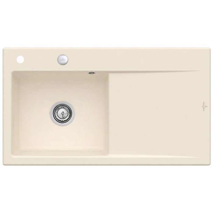 Villeroy & Boch Subway Style 50 FLAT flächenbündige Spüle, Ablaufgarnitur mit Excenterbetätigung, Becken links