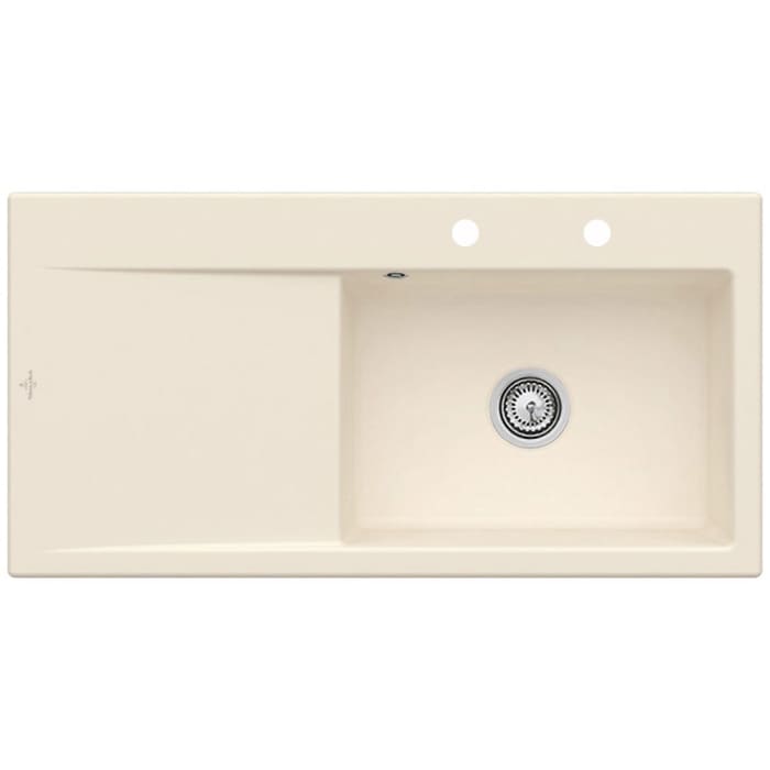 Villeroy & Boch Subway Style 60 FLAT flächenbündige Spüle, Ablaufgarnitur mit Handbetätigung, Becken rechts