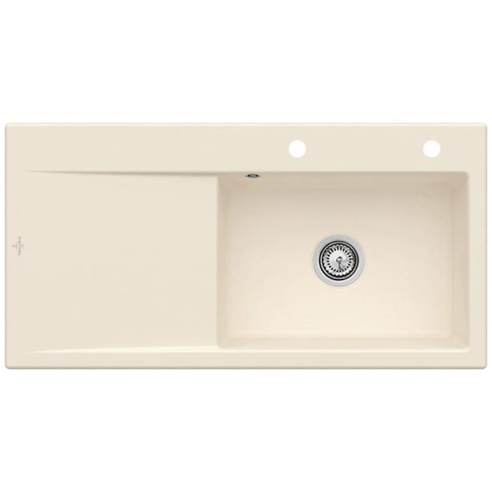 Villeroy & Boch Subway Style 60 FLAT flächenbündige Spüle, Ablaufgarnitur mit Handbetätigung, Becken rechts