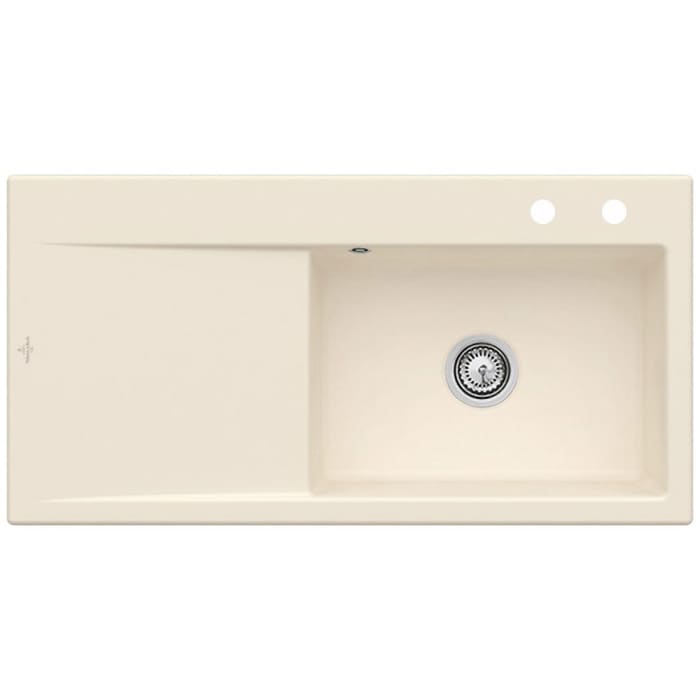 Villeroy & Boch Subway Style 60 FLAT flächenbündige Spüle, Ablaufgarnitur mit Handbetätigung, Becken rechts