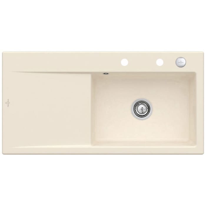 Villeroy & Boch Subway Style 60 FLAT flächenbündige Spüle, Ablaufgarnitur mit Excenterbetätigung, Becken rechts