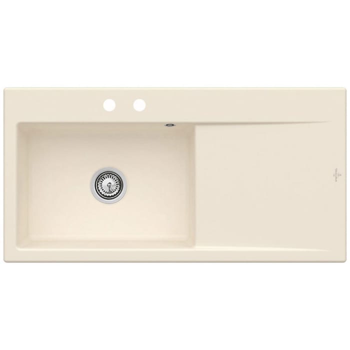 Villeroy & Boch Subway Style 60 FLAT flächenbündige Spüle, Ablaufgarnitur mit Handbetätigung, Becken links