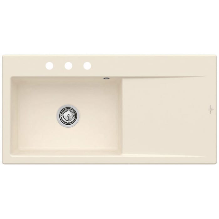 Villeroy & Boch Subway Style 60 FLAT flächenbündige Spüle, Ablaufgarnitur mit Handbetätigung, Becken links