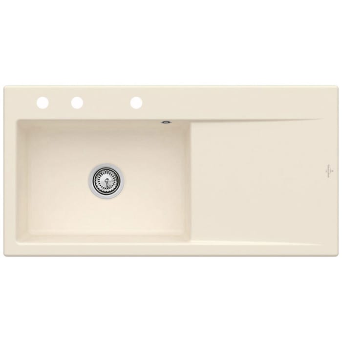 Villeroy & Boch Subway Style 60 FLAT flächenbündige Spüle, Ablaufgarnitur mit Handbetätigung, Becken links