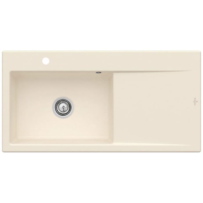 Villeroy & Boch Subway Style 60 FLAT flächenbündige Spüle, Ablaufgarnitur mit Handbetätigung, Becken links