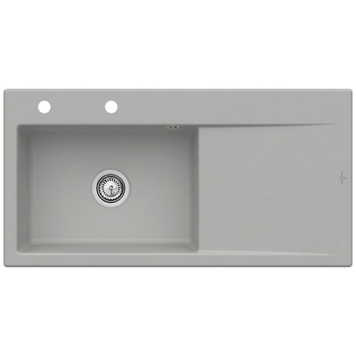 Villeroy & Boch Subway Style 60 FLAT flächenbündige Spüle, Ablaufgarnitur mit Handbetätigung, Becken links