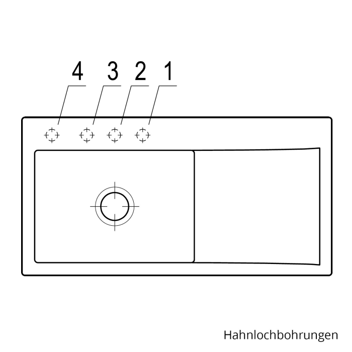 Villeroy & Boch Subway Style 60 FLAT flächenbündige Spüle, Ablaufgarnitur mit Excenterbetätigung, Becken links