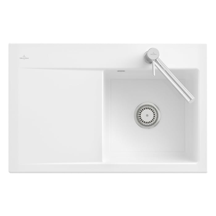 Villeroy & Boch Subway Style 45 Einbauspüle, Ablaufgarnitur mit Handbetätigung, Becken rechts