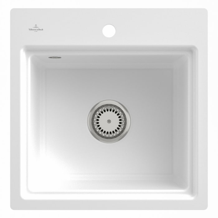 Villeroy & Boch Subway Style 50 S FLAT flächenbündige Spüle, Ablaufgarnitur mit Handbetätigung, inkl. Abtropfgitter