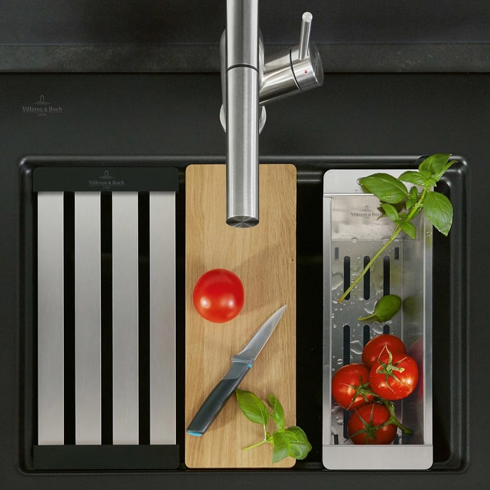 Villeroy & Boch Subway Style 50 S FLAT flächenbündige Spüle, Ablaufgarnitur mit Handbetätigung, inkl. Abtropfgitter