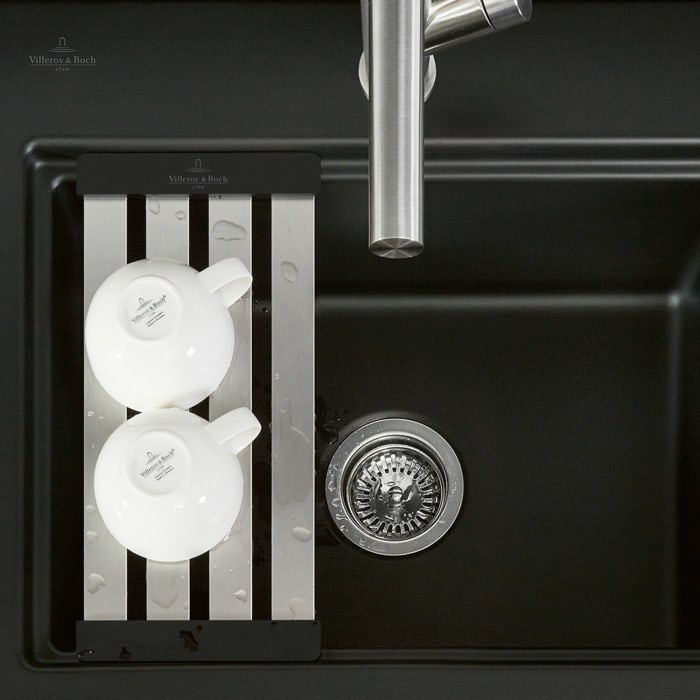 Villeroy & Boch Subway Style 50 S FLAT flächenbündige Spüle, Ablaufgarnitur mit Excenterbetätigung, inkl. Abtropfgitter