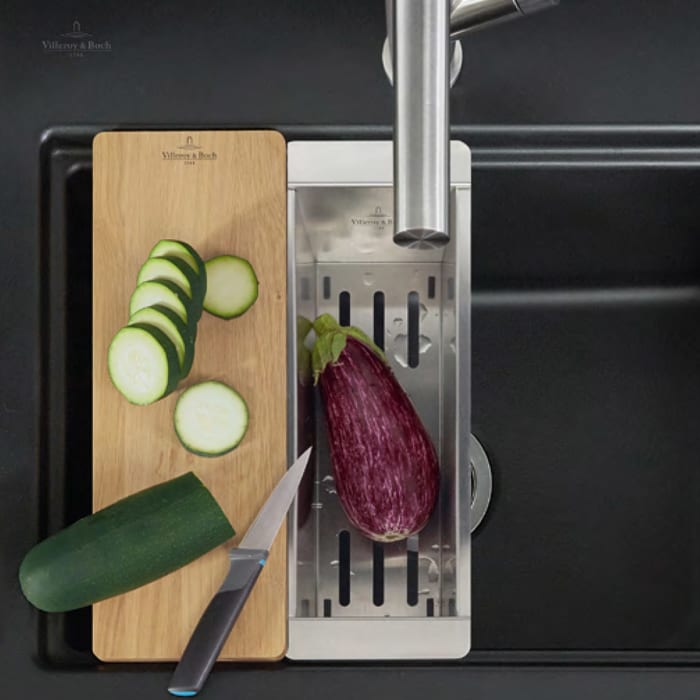 Villeroy & Boch Subway Style 50 S FLAT flächenbündige Spüle, Ablaufgarnitur mit Excenterbetätigung, inkl. Abtropfgitter