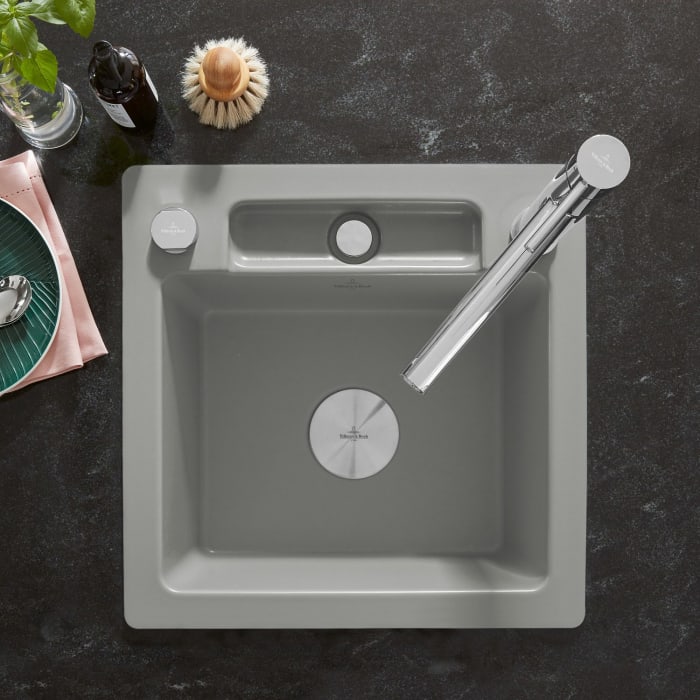 Villeroy & Boch Siluet 50 S Flat Einbauspüle, Ablaufgarnitur mit Excenterbetätigung, reversibel