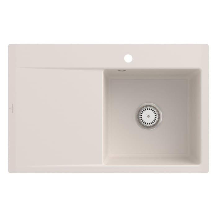 Villeroy & Boch Subway Style 45 FLAT flächenbündige Spüle, Ablaufgarnitur mit Handbetätigung, Becken rechts