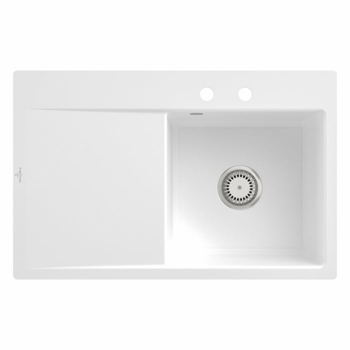 Villeroy & Boch Subway Style 45 FLAT flächenbündige Spüle, Ablaufgarnitur mit Handbetätigung, Becken rechts