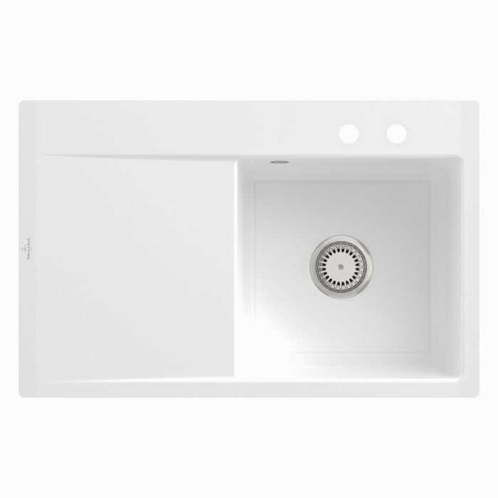 Villeroy & Boch Subway Style 45 FLAT flächenbündige Spüle, Ablaufgarnitur mit Excenterbetätigung, Becken rechts