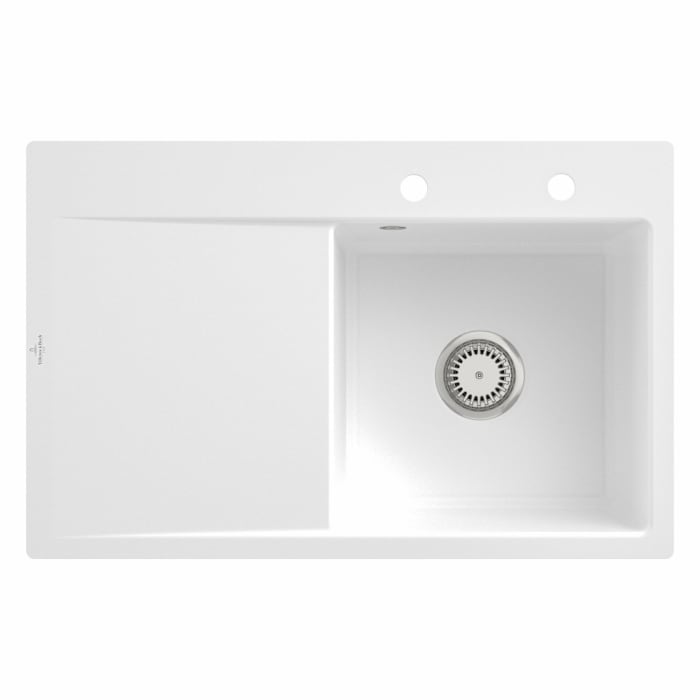 Villeroy & Boch Subway Style 45 FLAT flächenbündige Spüle, Ablaufgarnitur mit Excenterbetätigung, Becken rechts