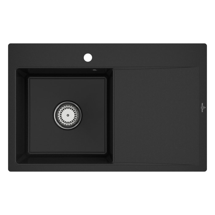 Villeroy & Boch Subway Style 45 FLAT flächenbündige Spüle, Ablaufgarnitur mit Handbetätigung, Becken links