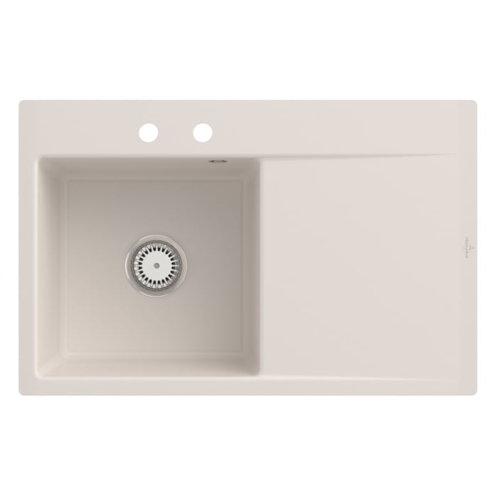 Villeroy & Boch Subway Style 45 FLAT flächenbündige Spüle, Ablaufgarnitur mit Excenterbetätigung, Becken links