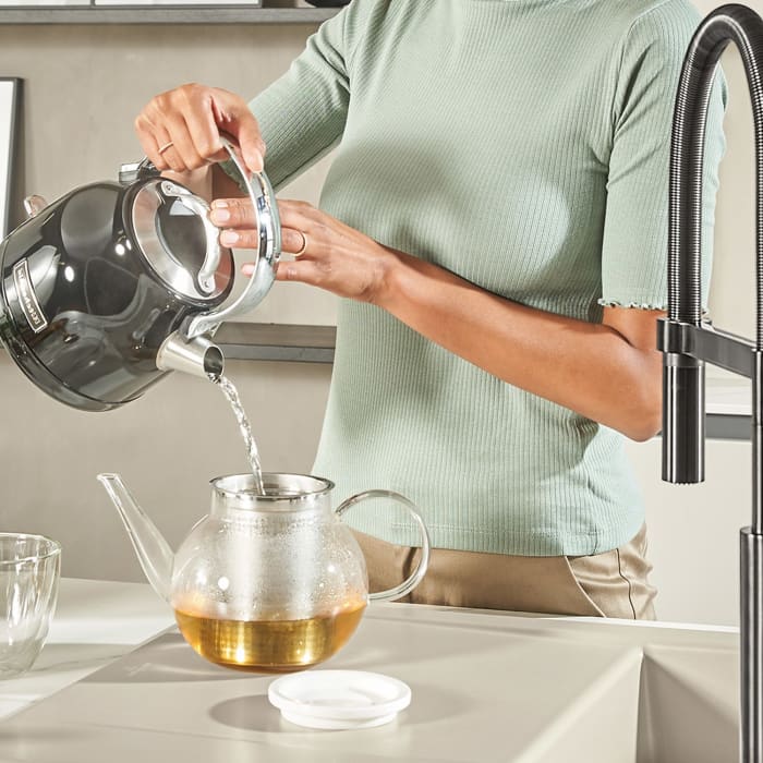 Villeroy & Boch Subway Style 45 FLAT flächenbündige Spüle, Ablaufgarnitur mit Excenterbetätigung, Becken links