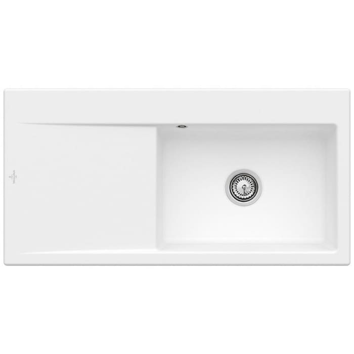 Villeroy & Boch Subway Style 60 FLAT flächenbündige Spüle, Ablaufgarnitur mit Handbetätigung, Becken rechts