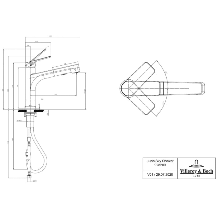 Villeroy & Boch Junis Sky Shower Einhebel Küchenarmatur