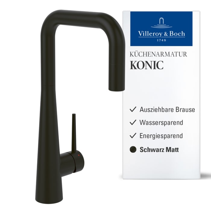 Villeroy & Boch Konic Einhebel-Küchenarmatur mit Schlauchbrause