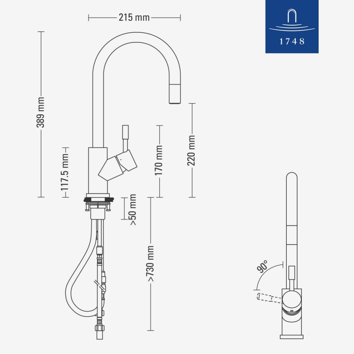 Villeroy & Boch Umbrella Flex Einhebel-Küchenarmatur mit Schlauchbrause