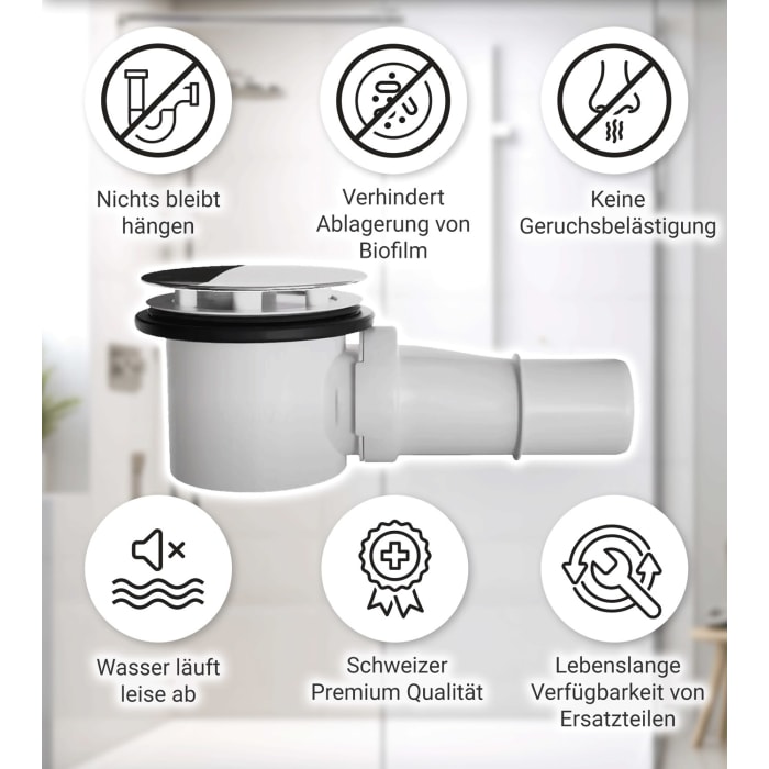 Visolva Flow reinigungsfreier Siphon ohne Deckel